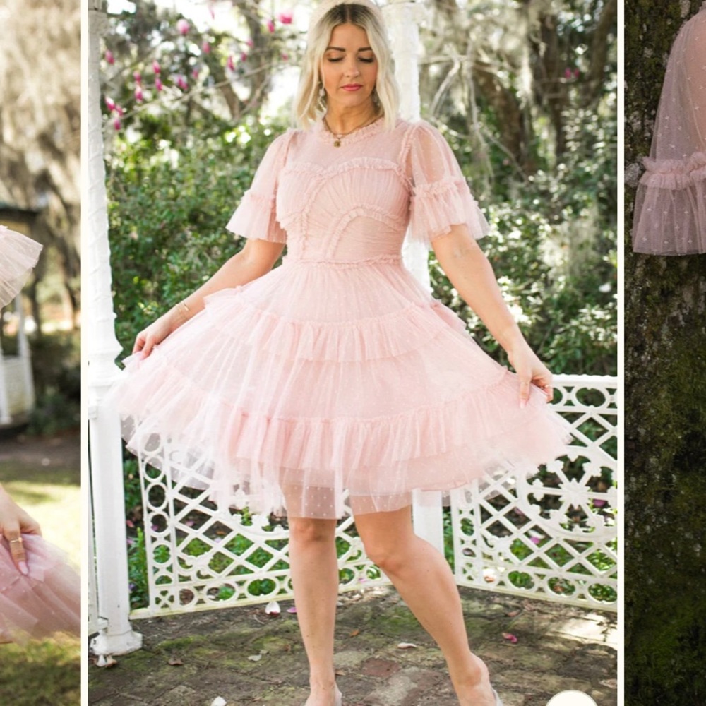 Whimsical dress from Ivy City in blush pink!